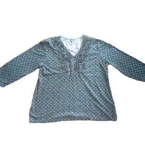 CROFT & BARROW women's medium geometric print shirt blouse